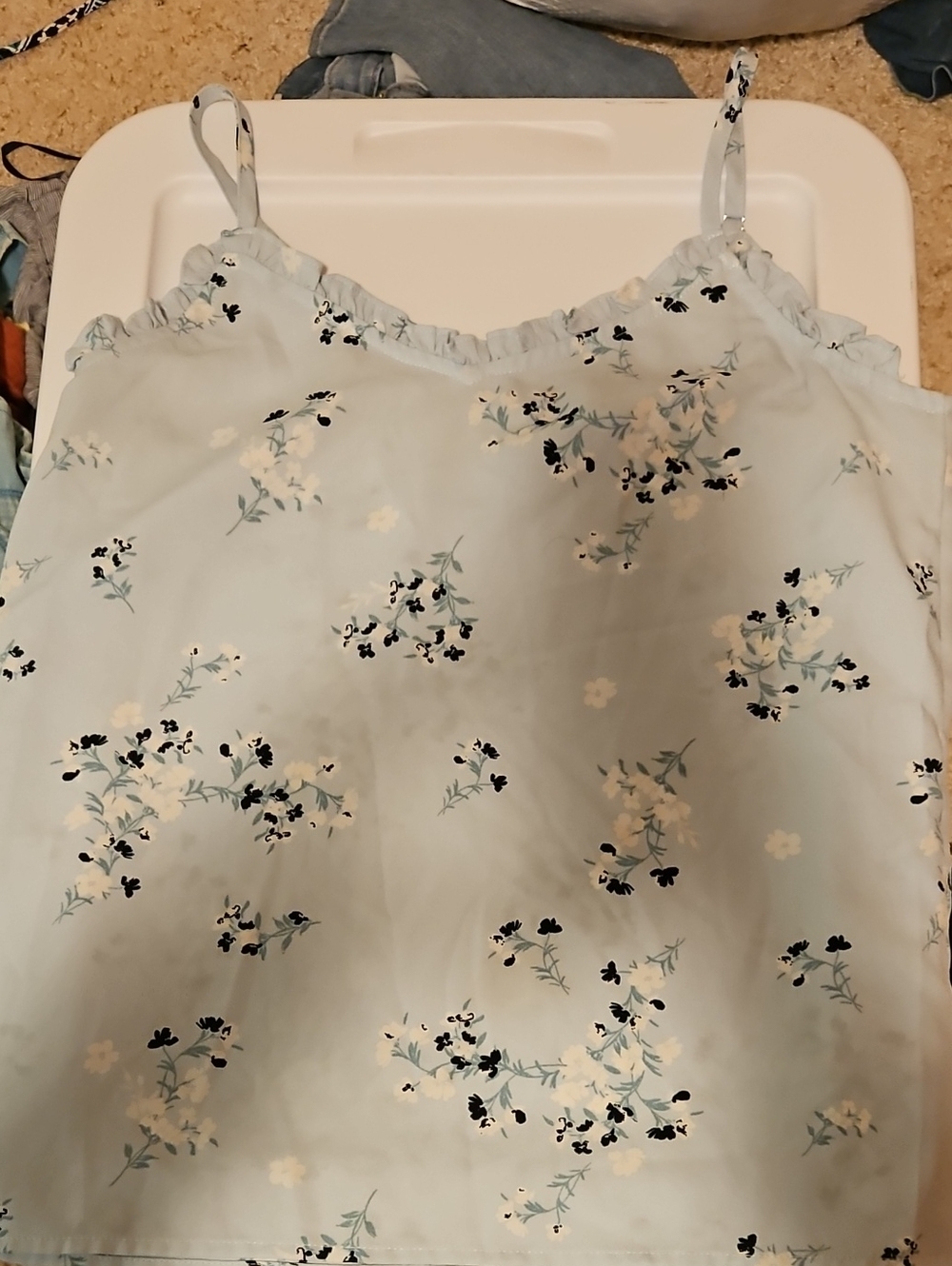 41 Hawthorn Light Blue Floral Satin Cami Tank